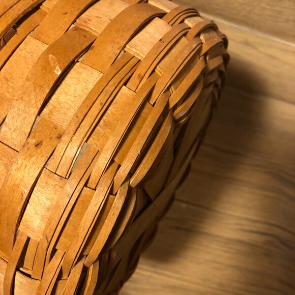 Longaberger basket dated 1995 and signed basket with two side leather handles - Picture 8 of 9